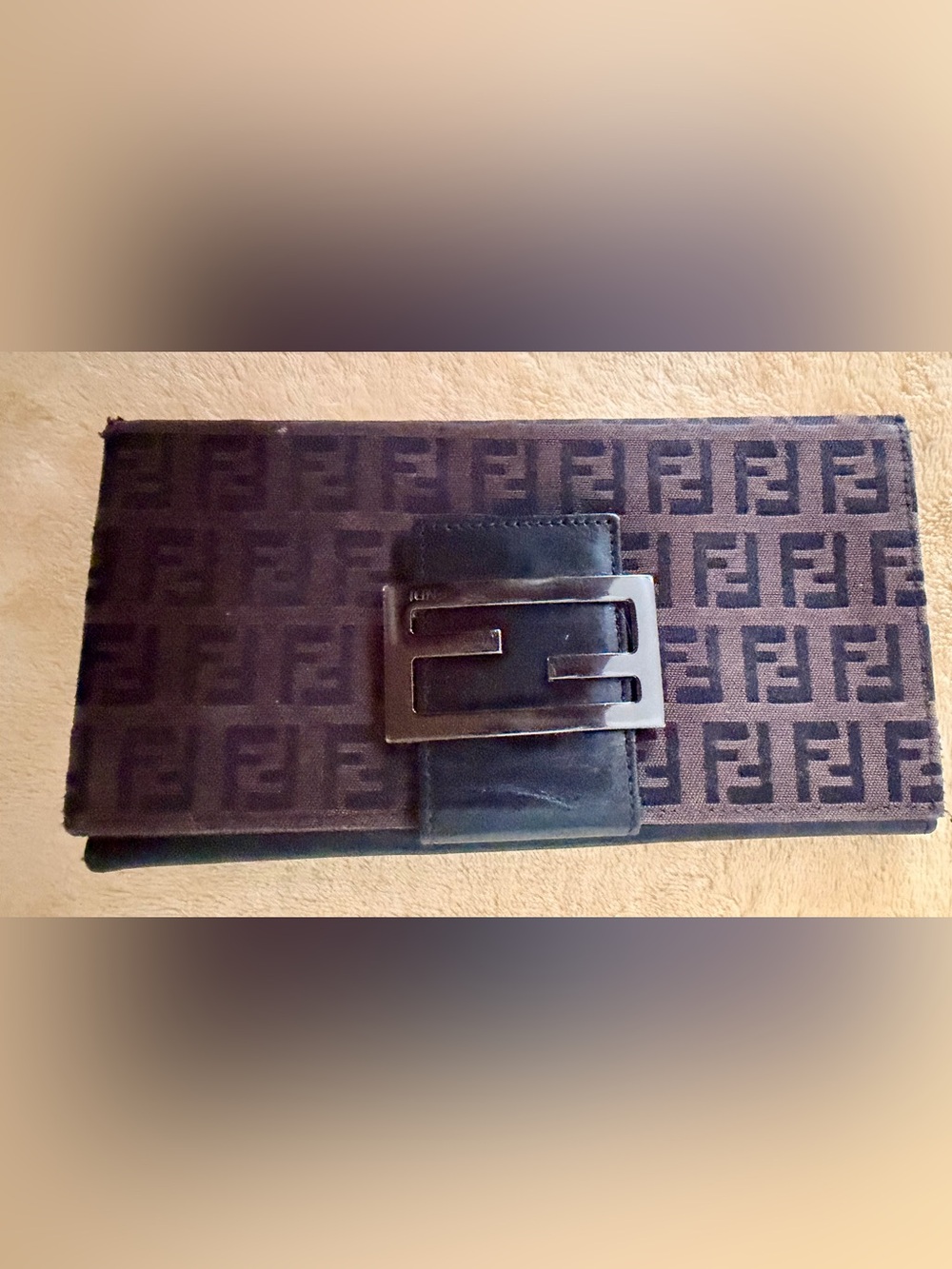 Fendi Zucca FF Canvas / Leather Long Wallet